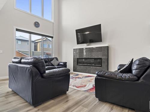 9232 222 Street, Edmonton, AB - Indoor Photo Showing Living Room With Fireplace