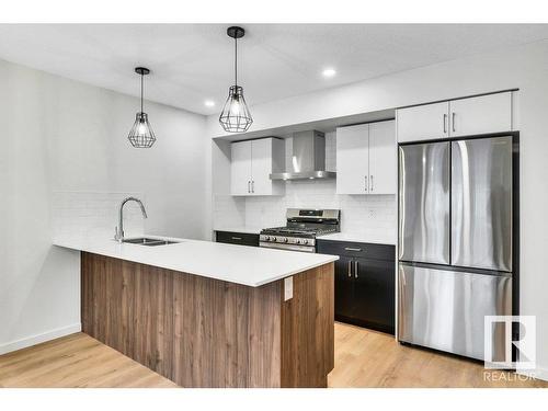 11411 88 Street, Edmonton, AB - Indoor Photo Showing Kitchen With Double Sink With Upgraded Kitchen