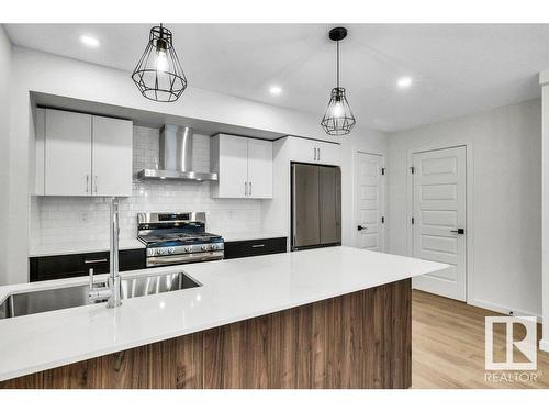 11411 88 Street, Edmonton, AB - Indoor Photo Showing Kitchen With Double Sink With Upgraded Kitchen