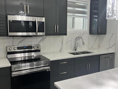 12016 104 Street, Edmonton, AB - Indoor Photo Showing Kitchen With Double Sink With Upgraded Kitchen