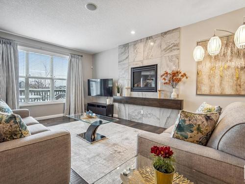 1204 Secord Landing, Edmonton, AB - Indoor Photo Showing Living Room With Fireplace