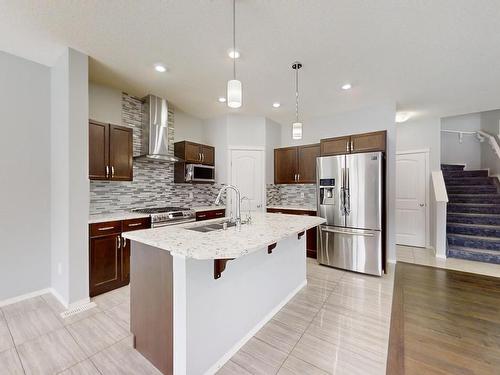 9119 Cooper Cres, Edmonton, AB - Indoor Photo Showing Kitchen With Stainless Steel Kitchen With Double Sink With Upgraded Kitchen