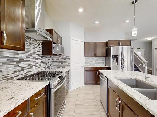 9119 Cooper Cres, Edmonton, AB - Indoor Photo Showing Kitchen With Stainless Steel Kitchen With Double Sink With Upgraded Kitchen