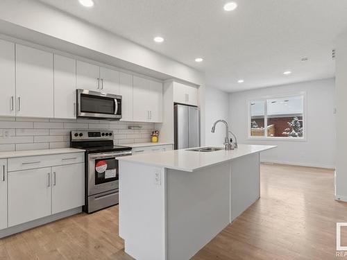 2125 Maple Road, Edmonton, AB - Indoor Photo Showing Kitchen With Stainless Steel Kitchen With Upgraded Kitchen