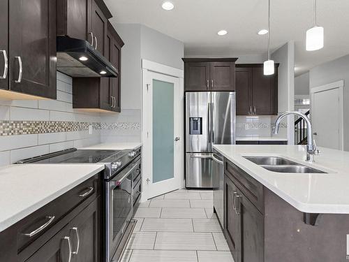 8719 218 Street, Edmonton, AB - Indoor Photo Showing Kitchen With Double Sink With Upgraded Kitchen