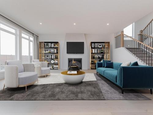 51 Jubilation Drive, St. Albert, AB - Indoor Photo Showing Living Room With Fireplace