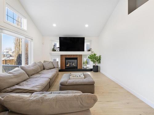 70 Sunflower Lane, Sherwood Park, AB - Indoor Photo Showing Living Room With Fireplace