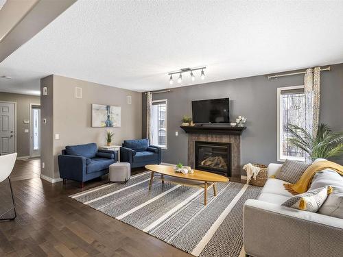 2 Norton Avenue, St. Albert, AB - Indoor Photo Showing Living Room With Fireplace