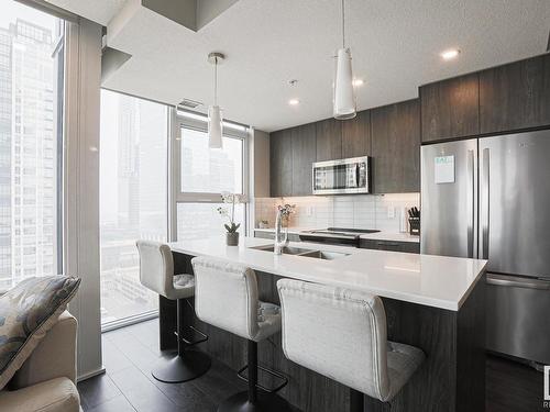 1602 10180 103 Street, Edmonton, AB - Indoor Photo Showing Kitchen With Double Sink With Upgraded Kitchen