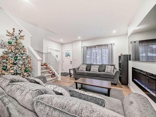 1215 Eaton Lane, Edmonton, AB - Indoor Photo Showing Living Room With Fireplace