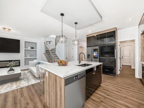 351 Bluff Cove, Leduc, AB - Indoor Photo Showing Kitchen With Double Sink With Upgraded Kitchen