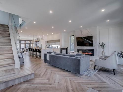 14713 88 Avenue, Edmonton, AB - Indoor Photo Showing Living Room With Fireplace