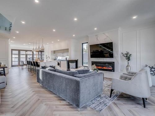 14713 88 Avenue, Edmonton, AB - Indoor Photo Showing Living Room With Fireplace