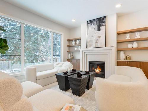 6A Marlboro Road, Edmonton, AB - Indoor Photo Showing Living Room With Fireplace