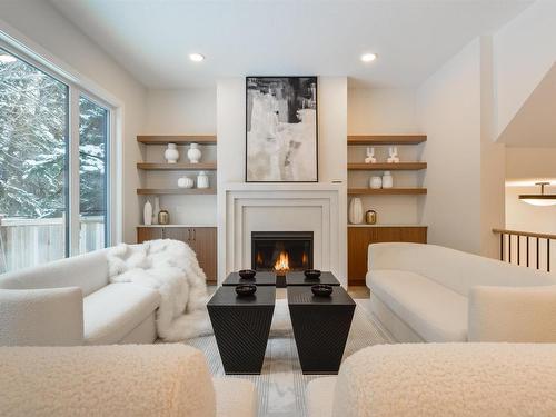 6A Marlboro Road, Edmonton, AB - Indoor Photo Showing Living Room With Fireplace