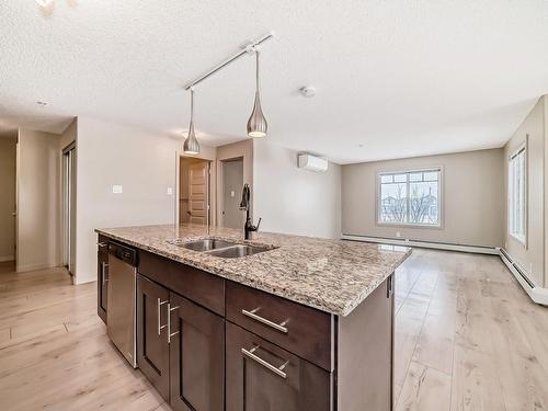 302 4008 Savaryn Drive, Edmonton, AB - Indoor Photo Showing Kitchen With Double Sink