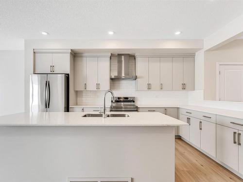 2118 Muckleplum Crescent, Edmonton, AB - Indoor Photo Showing Kitchen With Stainless Steel Kitchen With Double Sink With Upgraded Kitchen