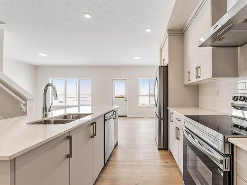 2118 Muckleplum Crescent, Edmonton, AB - Indoor Photo Showing Kitchen With Stainless Steel Kitchen With Double Sink With Upgraded Kitchen