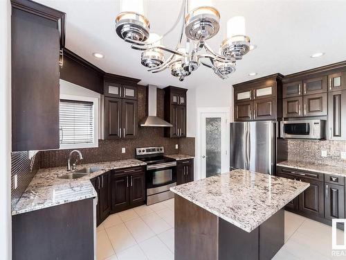 16231 138 St Nw, Edmonton, AB - Indoor Photo Showing Kitchen With Stainless Steel Kitchen With Double Sink With Upgraded Kitchen