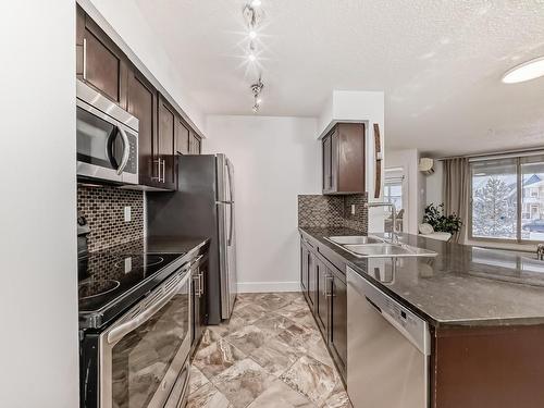 109 270 Mcconachie Drive, Edmonton, AB - Indoor Photo Showing Kitchen With Stainless Steel Kitchen With Double Sink With Upgraded Kitchen