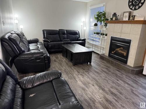 461 Dunluce Road, Edmonton, AB - Indoor Photo Showing Living Room With Fireplace