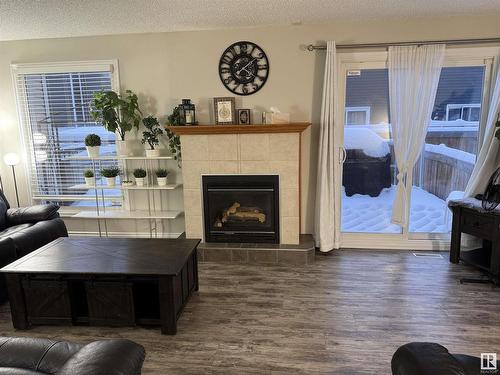 461 Dunluce Road, Edmonton, AB - Indoor Photo Showing Living Room With Fireplace