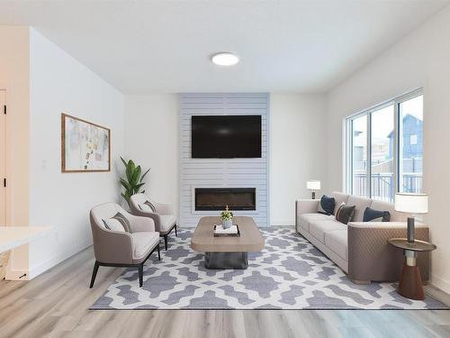 31 Penn Place, Spruce Grove, AB - Indoor Photo Showing Living Room With Fireplace