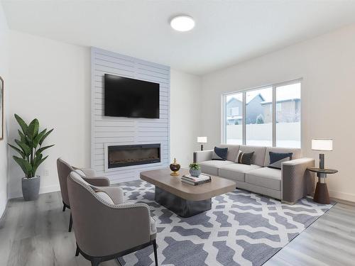 31 Penn Place, Spruce Grove, AB - Indoor Photo Showing Living Room With Fireplace