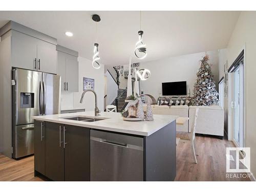 6032 King Landing, Edmonton, AB - Indoor Photo Showing Kitchen With Double Sink With Upgraded Kitchen