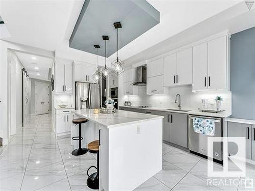 2132 20 Avenue, Edmonton, AB - Indoor Photo Showing Kitchen With Upgraded Kitchen