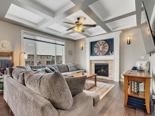 30 Santa Fe Court, Fort Saskatchewan, AB - Indoor Photo Showing Living Room With Fireplace