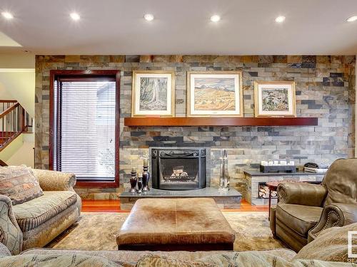 87 Westbrook Drive, Edmonton, AB - Indoor Photo Showing Living Room With Fireplace