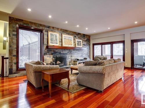 87 Westbrook Drive, Edmonton, AB - Indoor Photo Showing Living Room With Fireplace