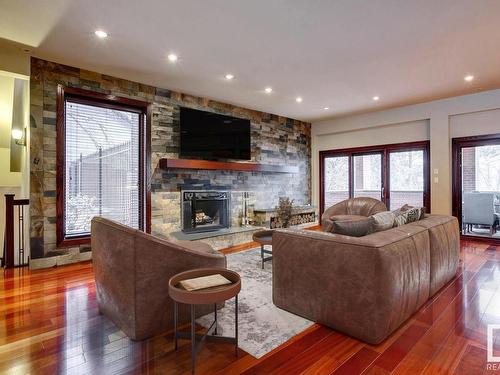 87 Westbrook Drive, Edmonton, AB - Indoor Photo Showing Living Room With Fireplace