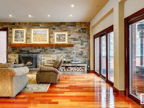 87 Westbrook Drive, Edmonton, AB - Indoor Photo Showing Living Room With Fireplace