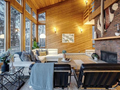 18420 8A Avenue, Edmonton, AB - Indoor Photo Showing Living Room With Fireplace