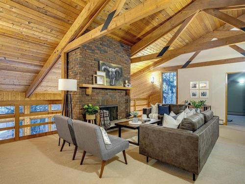 18420 8A Avenue, Edmonton, AB - Indoor Photo Showing Living Room With Fireplace