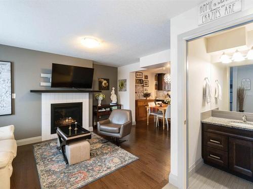 10138 143 Street, Edmonton, AB - Indoor Photo Showing Living Room With Fireplace