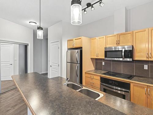 442 4827 104A Street, Edmonton, AB - Indoor Photo Showing Kitchen With Stainless Steel Kitchen With Double Sink