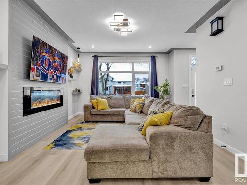 9623 154 Street Nw, Edmonton, AB - Indoor Photo Showing Living Room With Fireplace