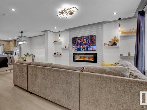 9623 154 Street Nw, Edmonton, AB - Indoor Photo Showing Living Room With Fireplace