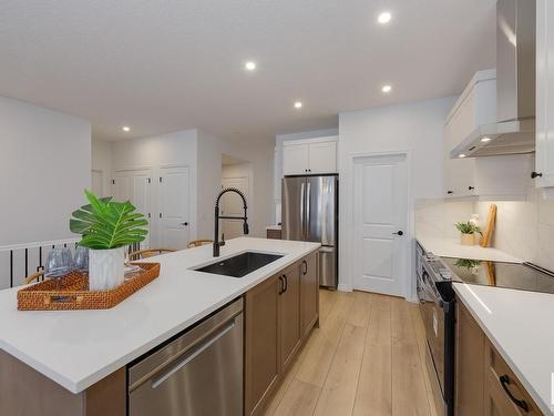 161 Stonehouse Way, Leduc, AB - Indoor Photo Showing Kitchen With Stainless Steel Kitchen With Upgraded Kitchen