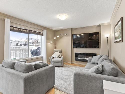 6914 19A Avenue, Edmonton, AB - Indoor Photo Showing Living Room With Fireplace