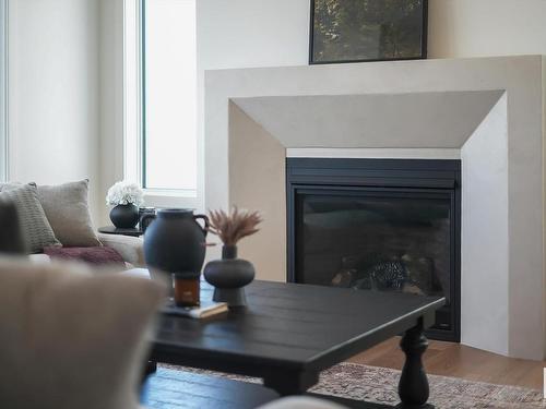 39 Darby Crescent, Spruce Grove, AB - Indoor Photo Showing Living Room With Fireplace