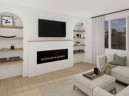 4 Brickyard Way, Stony Plain, AB - Indoor Photo Showing Living Room With Fireplace