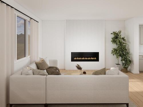 117 Brickyard Drive, Stony Plain, AB - Indoor Photo Showing Living Room With Fireplace