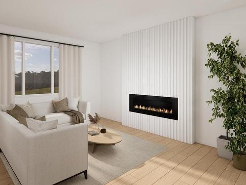 117 Brickyard Drive, Stony Plain, AB - Indoor Photo Showing Living Room With Fireplace