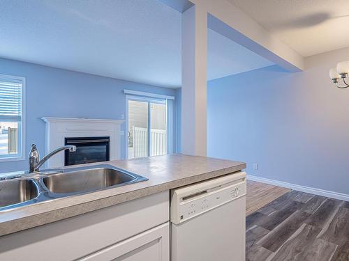 195 230 Edwards Drive, Edmonton, AB - Indoor Photo Showing Kitchen With Fireplace With Double Sink