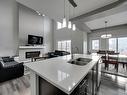 9325 Cooper Bend, Edmonton, AB  - Indoor Photo Showing Kitchen With Fireplace With Double Sink 