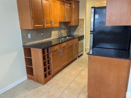 203 10720 84 Avenue, Edmonton, AB - Indoor Photo Showing Kitchen With Double Sink